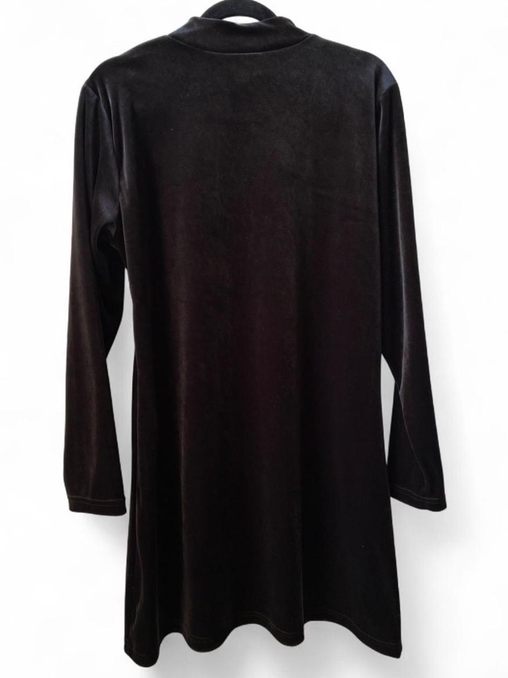 VTG Russ Black velour Long-Sleeve mockneck midi dress witchy whimsigoth dark M